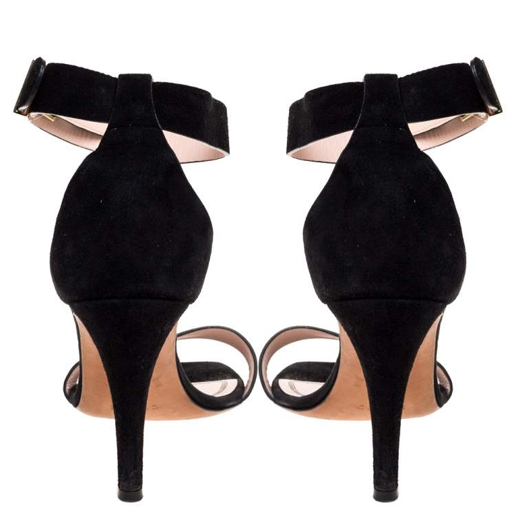مملوكة مسبقًا Celine Black Suede Iconic Ankle Strap Sandals Size 39