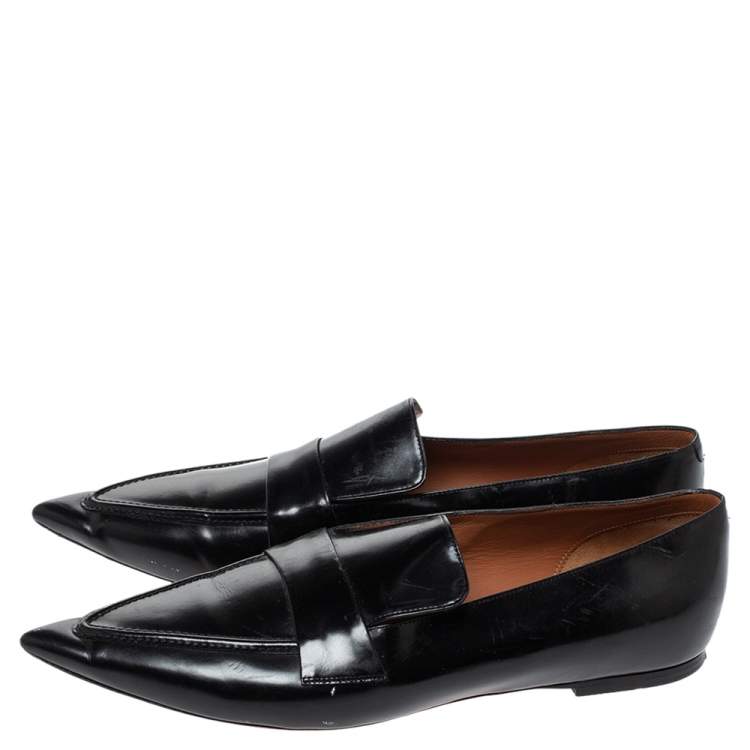 Pre Owned Celine Black Leather Pointed Toe Loafers Size 40
