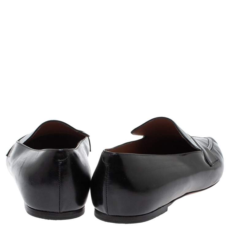 Pre Owned Celine Black Leather Pointed Toe Loafers Size 40