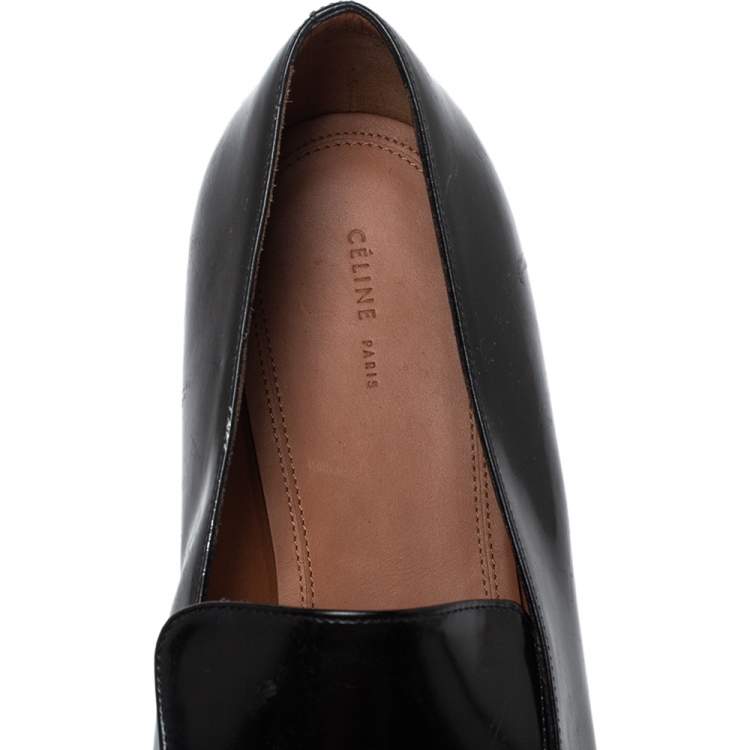 Pre Owned Celine Black Leather Pointed Toe Loafers Size 40