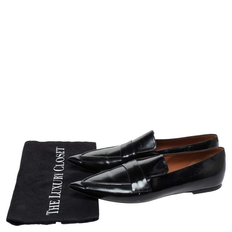 Pre Owned Celine Black Leather Pointed Toe Loafers Size 40