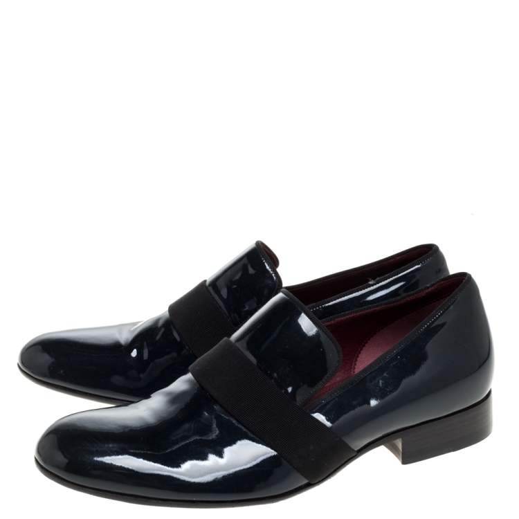Pre Owned Celine Dark Green Patent Leather Slip On Loafers Size 38.5