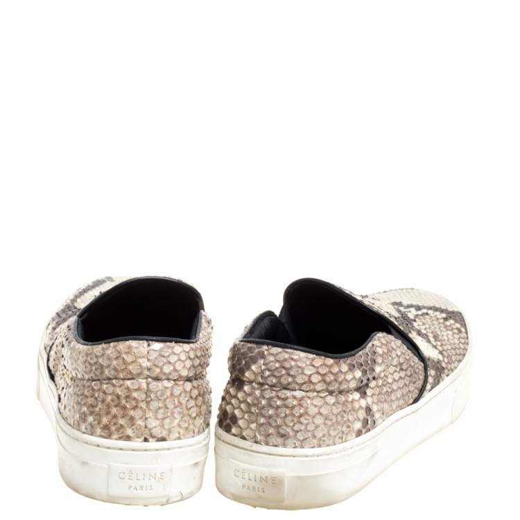 Pre Owned Celine Brown Python Slip On Sneakers Size 38