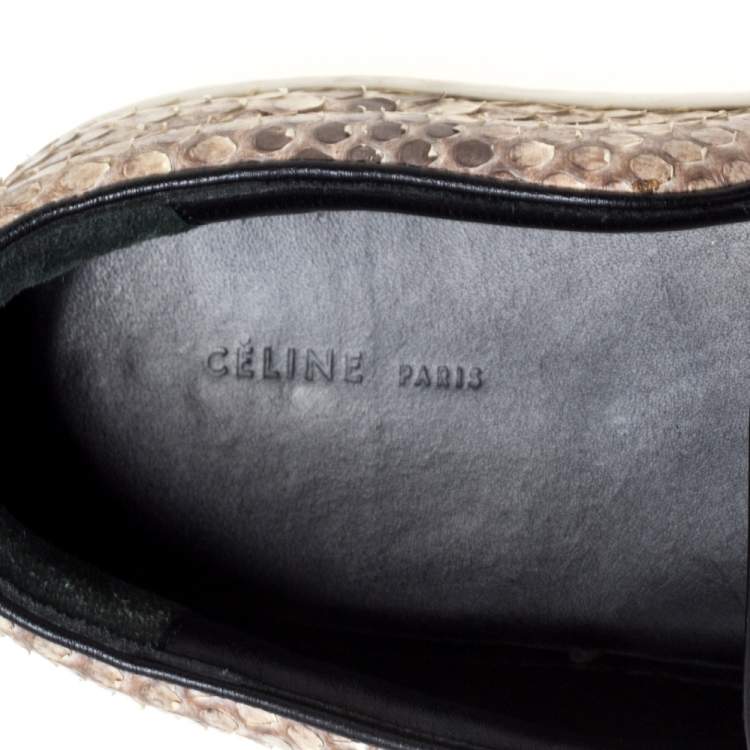 Pre Owned Celine Brown Python Slip On Sneakers Size 38