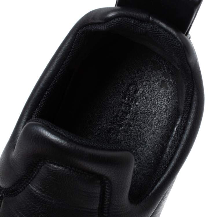 Pre Owned Celine Black Leather Slip On Sneakers Size 38