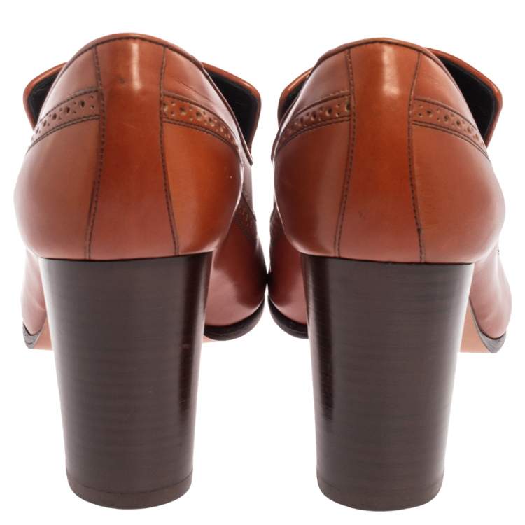 Pre Owned Celine Brown Leather Loafer Pumps Size 39