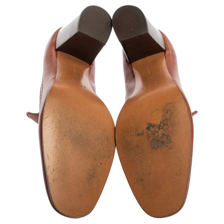 Pre Owned Celine Brown Leather Loafer Pumps Size 39