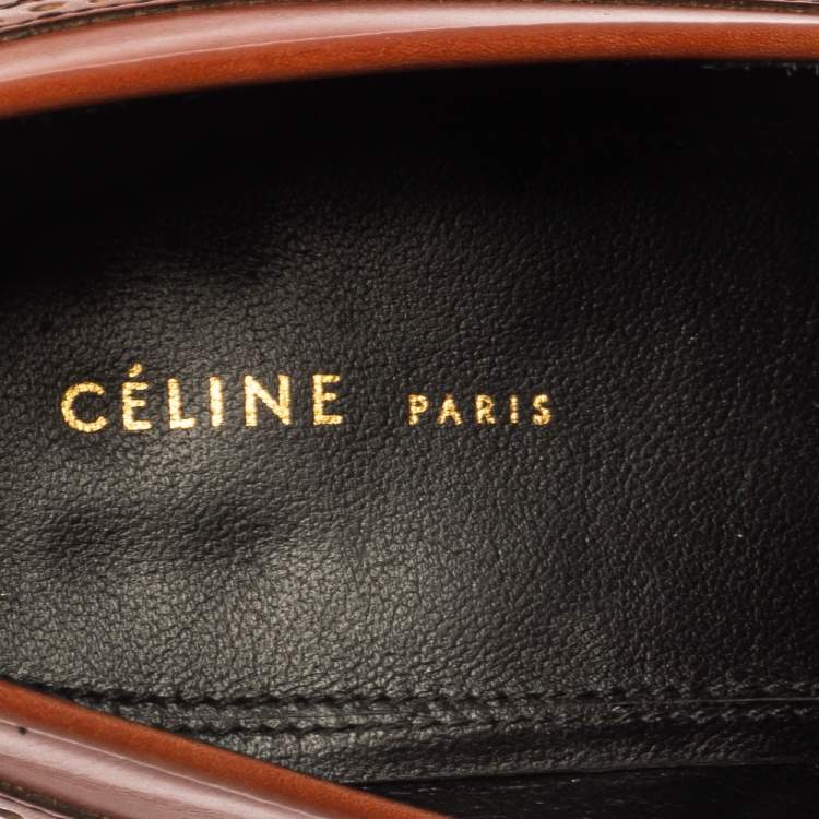 Pre Owned Celine Brown Leather Loafer Pumps Size 39