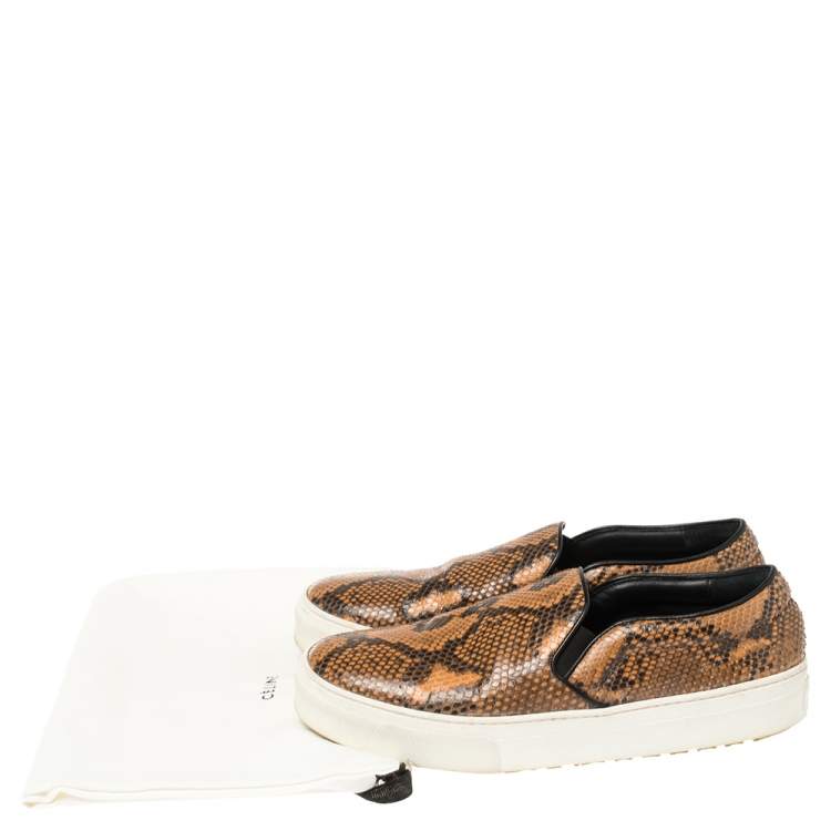 Pre Owned Celine Multicolor Python and Leather Slip On Sneakers Size 38