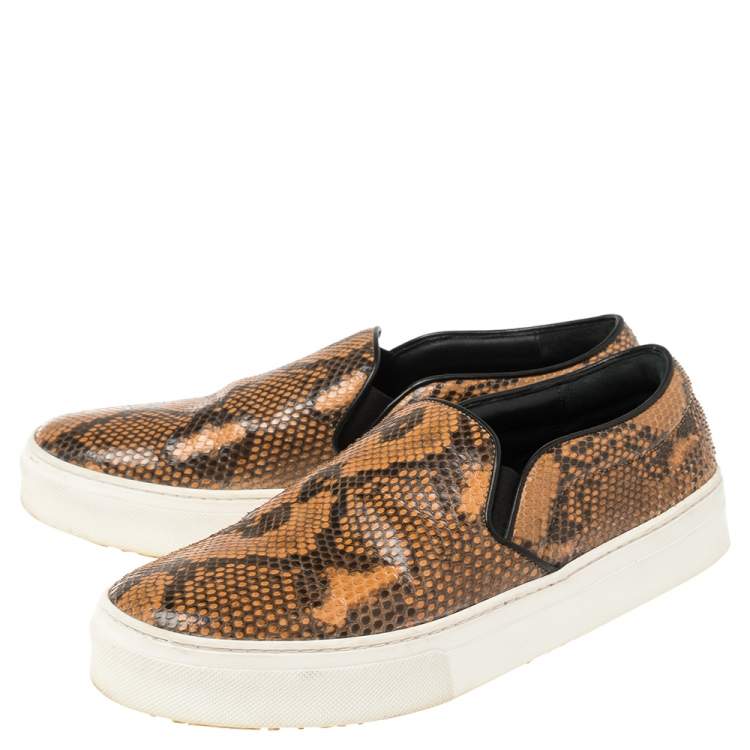 Pre Owned Celine Multicolor Python and Leather Slip On Sneakers Size 38