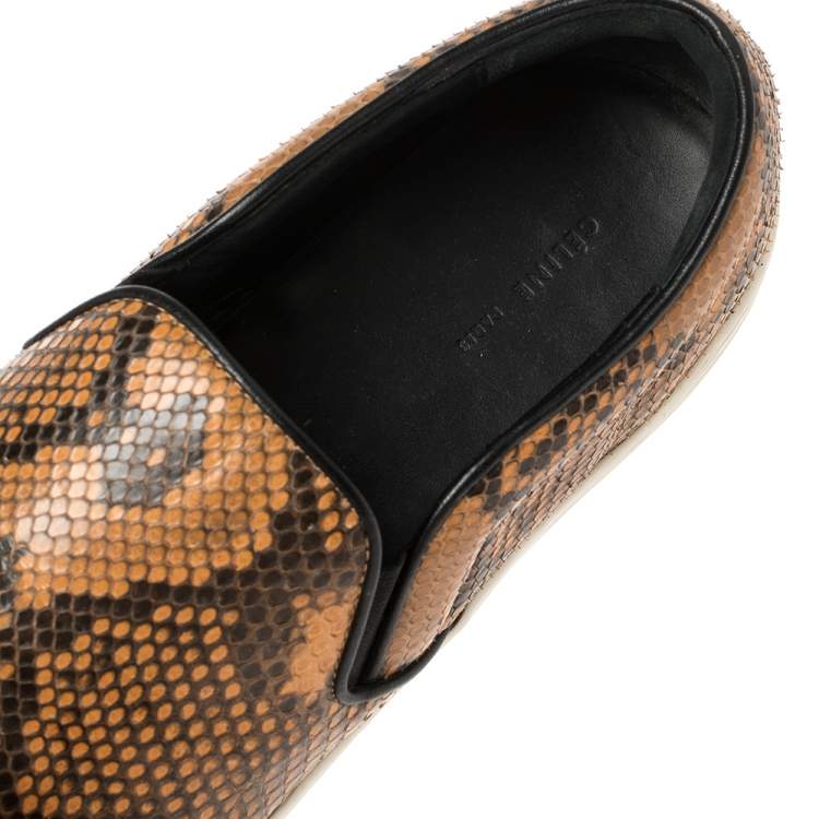 Pre Owned Celine Multicolor Python and Leather Slip On Sneakers Size 38