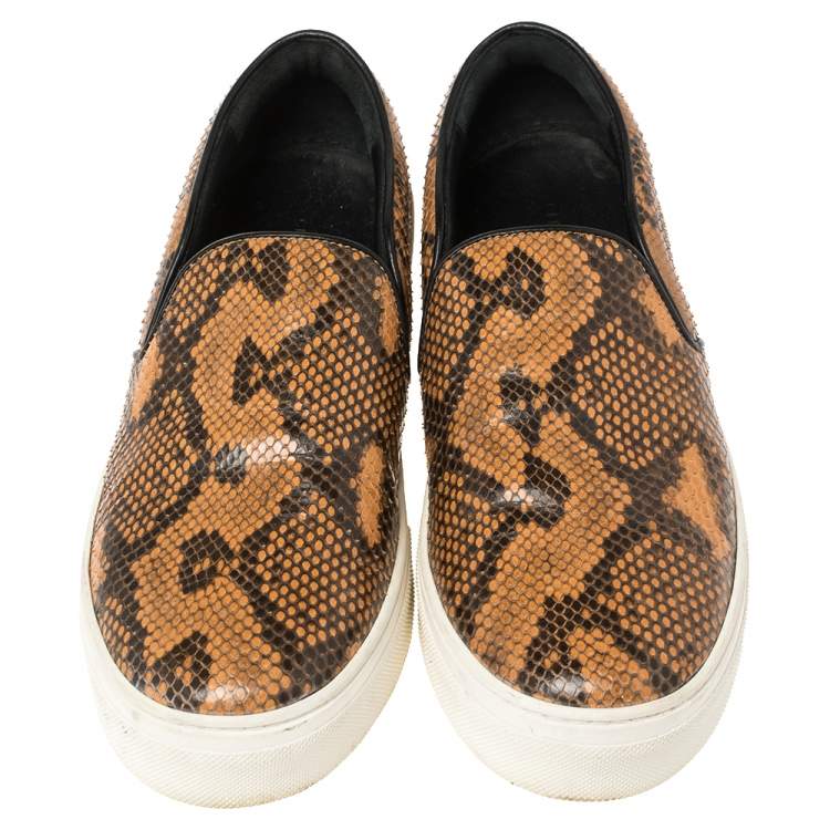 Pre Owned Celine Multicolor Python and Leather Slip On Sneakers Size 38