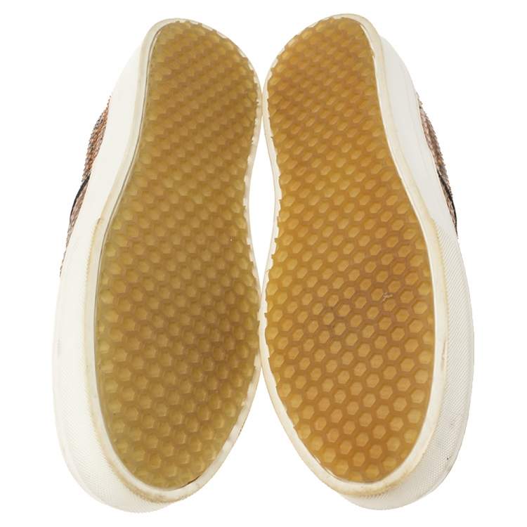 Pre Owned Celine Multicolor Python and Leather Slip On Sneakers Size 38