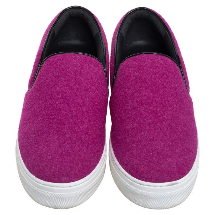 Pre Owned Celine Pink Wool Low Top Slip On Sneakers Size 39