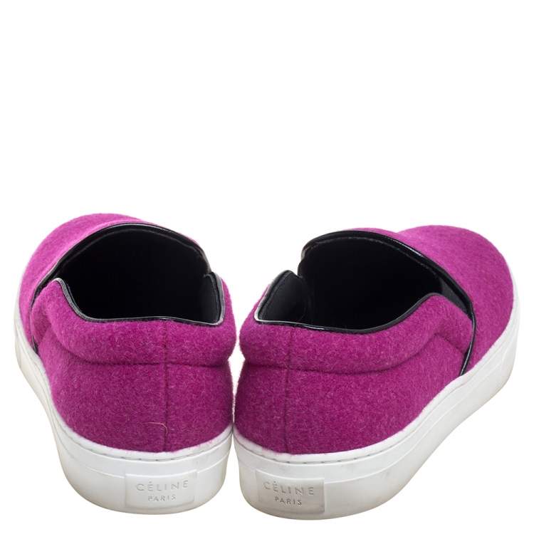 Pre Owned Celine Pink Wool Low Top Slip On Sneakers Size 39