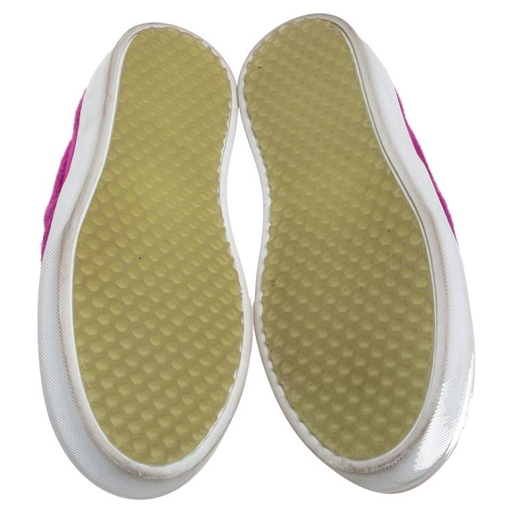 Pre Owned Celine Pink Wool Low Top Slip On Sneakers Size 39