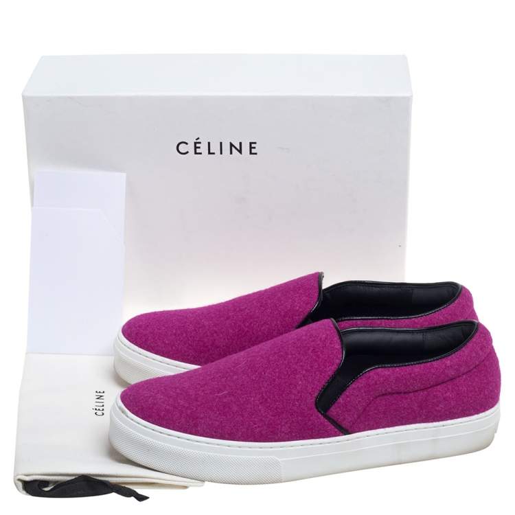 Pre Owned Celine Pink Wool Low Top Slip On Sneakers Size 39