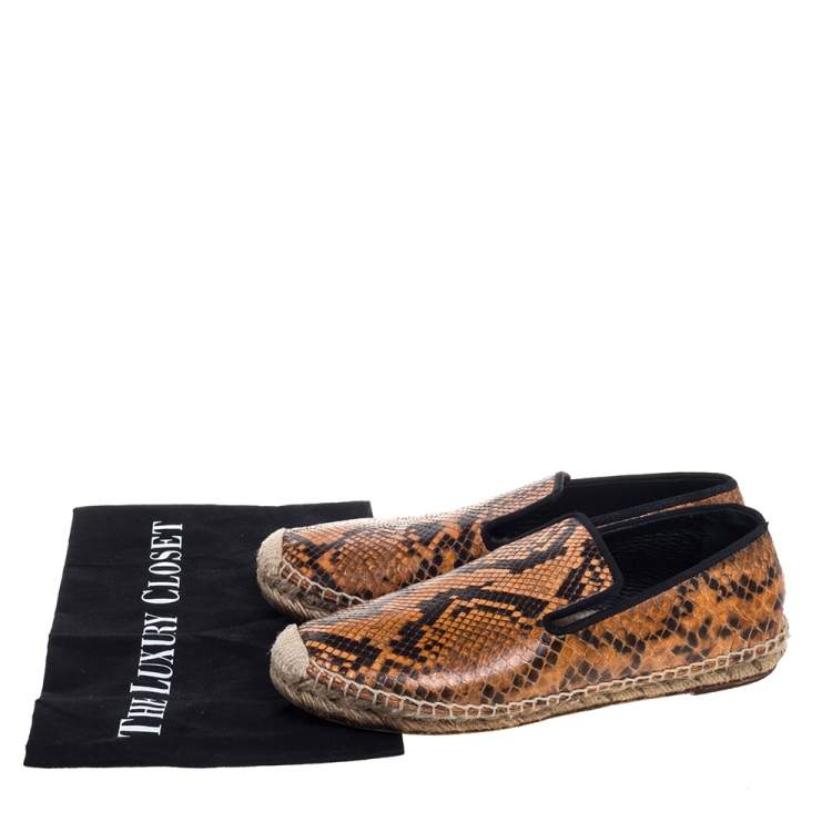 Pre Owned Celine Two Tone Python Leather Flat Espadrilles Size 37