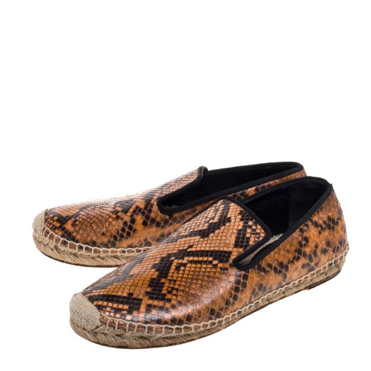 Pre Owned Celine Two Tone Python Leather Flat Espadrilles Size 37