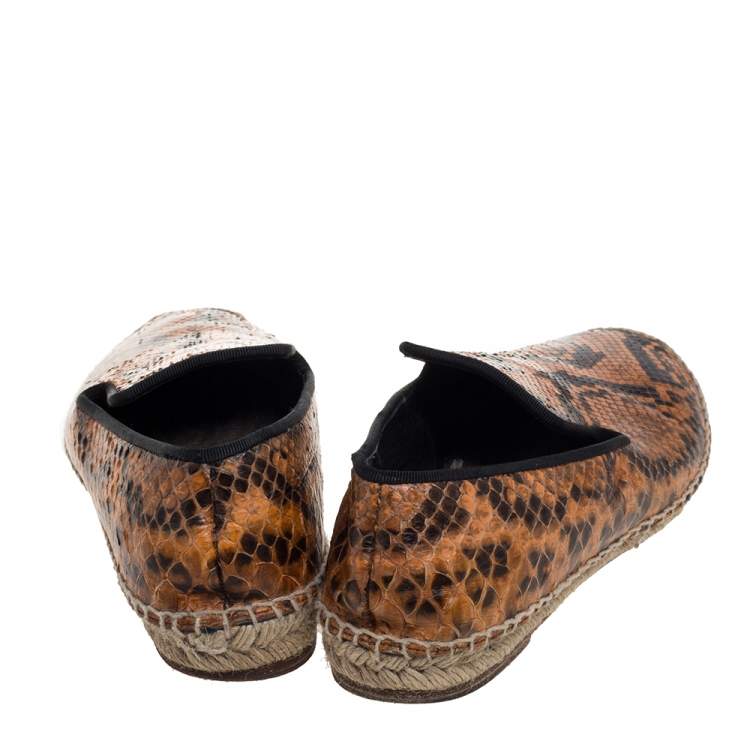 Pre Owned Celine Two Tone Python Leather Flat Espadrilles Size 37