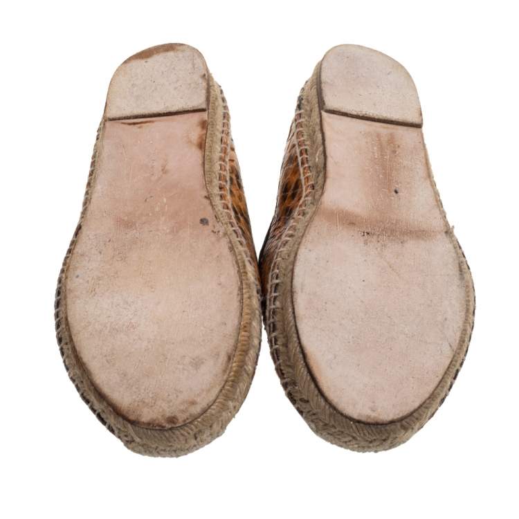Pre Owned Celine Two Tone Python Leather Flat Espadrilles Size 37
