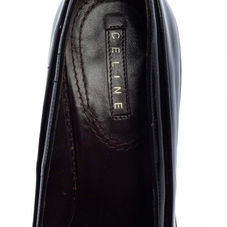 Pre Owned Celine Black Patent Leather Embellished Pumps Size 39