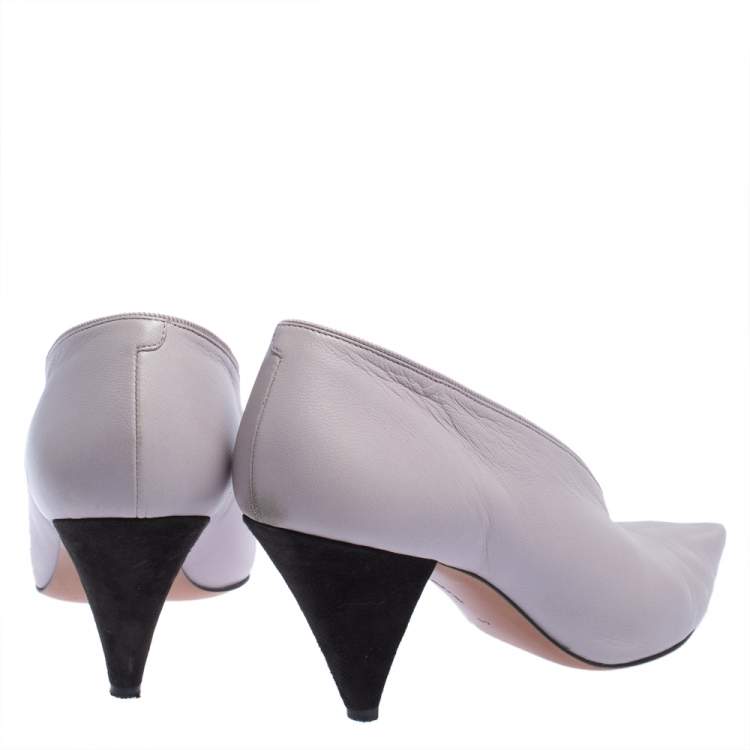 Pre Owned Celine Purple Leather V-Neck Pointed Toe Pumps Size 40