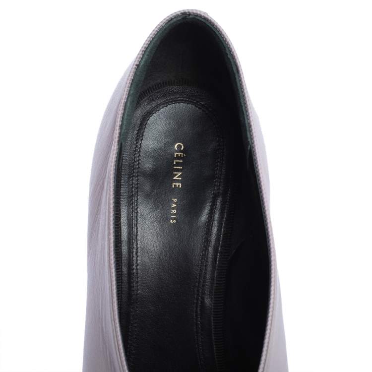 Pre Owned Celine Purple Leather V-Neck Pointed Toe Pumps Size 40