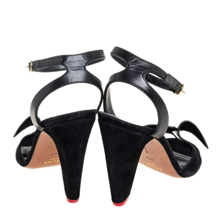 مملوكة مسبقًا Celine Black Suede Cone Heel Sandals Size 39.5