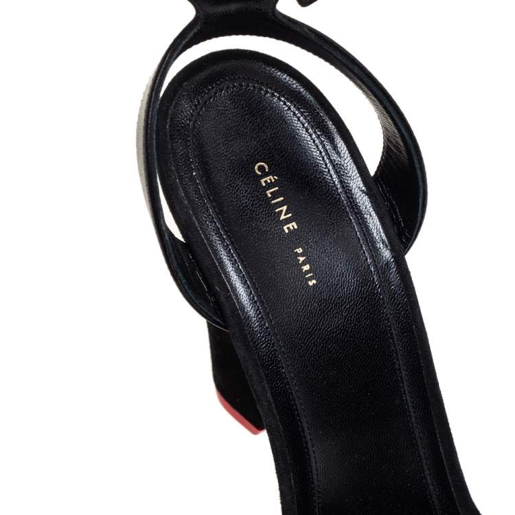 مملوكة مسبقًا Celine Black Suede Cone Heel Sandals Size 39.5