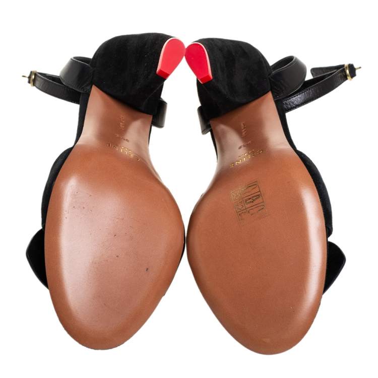 مملوكة مسبقًا Celine Black Suede Cone Heel Sandals Size 39.5