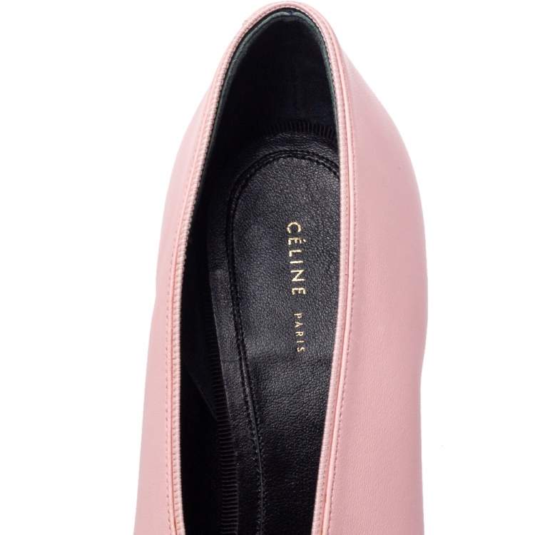 Pre Owned Celine Pink Leather V Neck Nappa Pumps Size 39