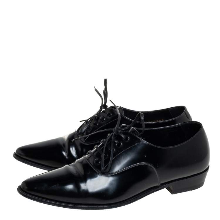 Pre Owned Celine Black Leather Jacno Oxfords Size 36.5