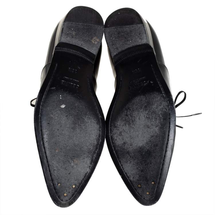 Pre Owned Celine Black Leather Jacno Oxfords Size 36.5