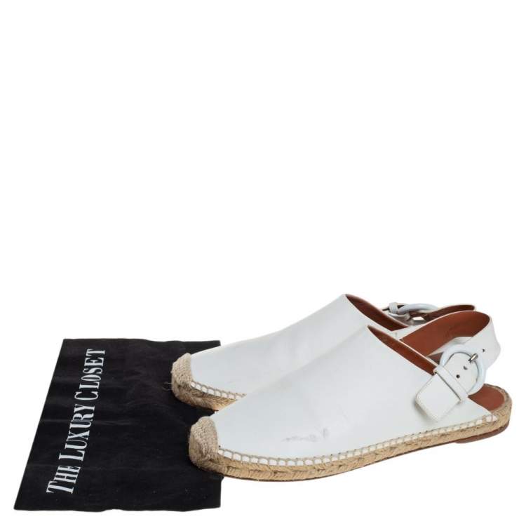 Pre Owned Celine White Leather Espadrille Slingback Mules Size 38