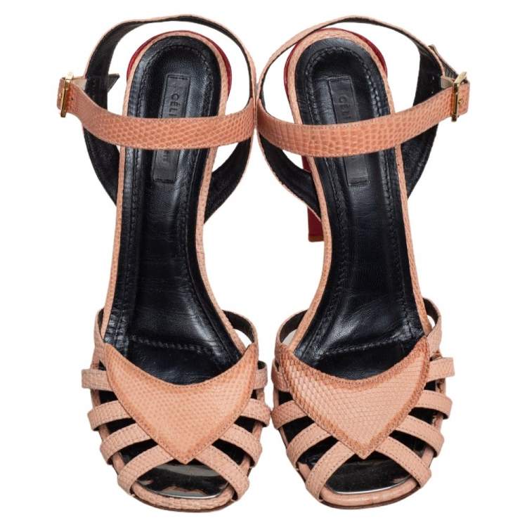Pre Owned Celine Beige Leather Strappy Sandals Size 39