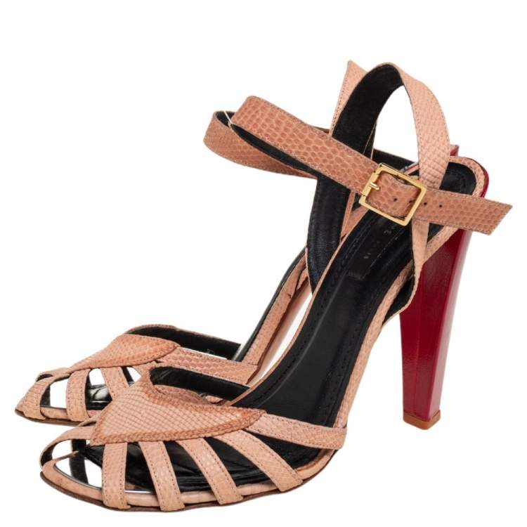 Pre Owned Celine Beige Leather Strappy Sandals Size 39