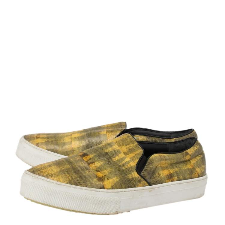 Pre Owned Celine Yellow Leather Slip On Sneakers Size 40