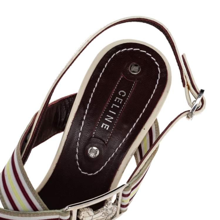 Pre Owned Celine Multicolor Leather Slingback Open Toe Sandals Size 37