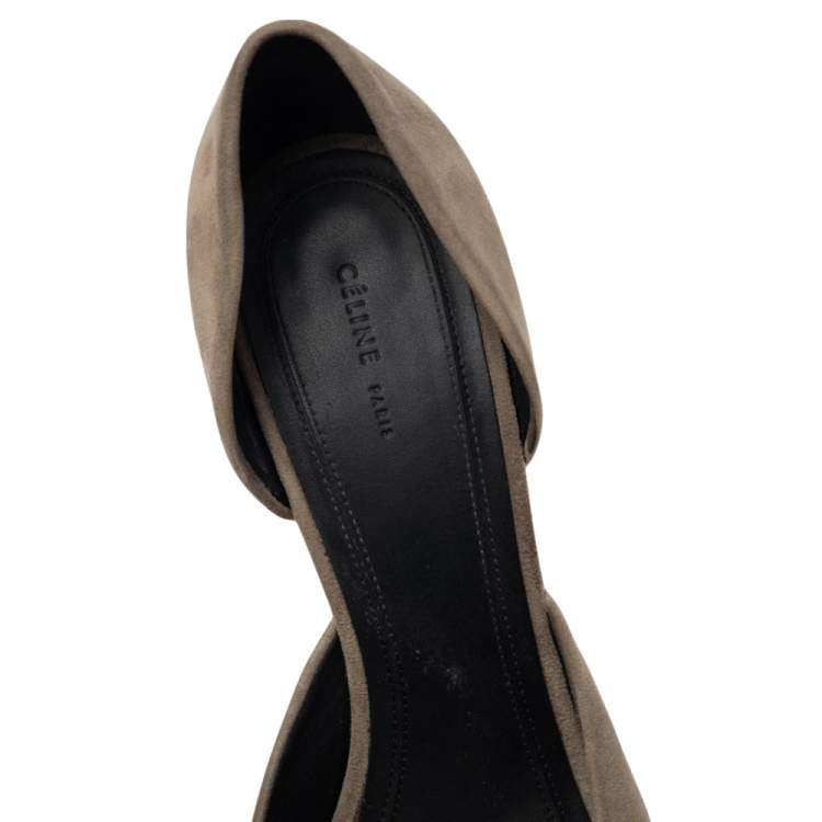 Pre Owned Celine Grey Suede D'orsay Pointed Toe Pumps Size 38