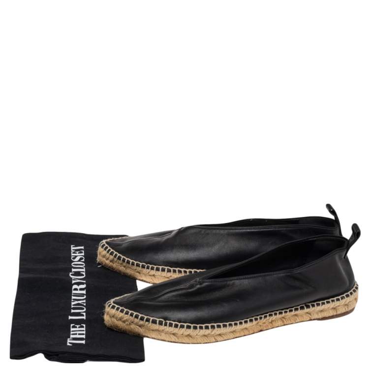 Pre Owned Celine Black Leather Babouche Pointed Toe Espadrilles Flats Size 40