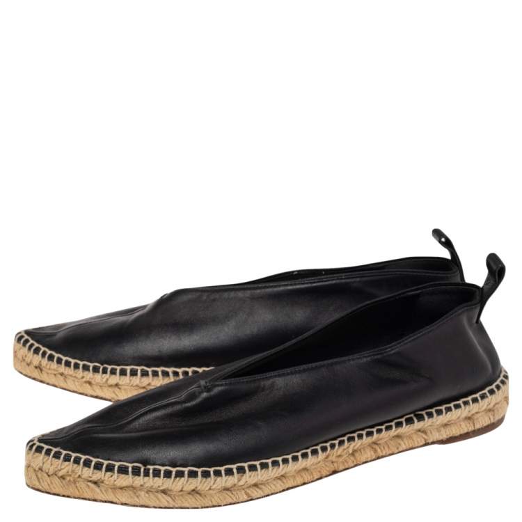 Pre Owned Celine Black Leather Babouche Pointed Toe Espadrilles Flats Size 40