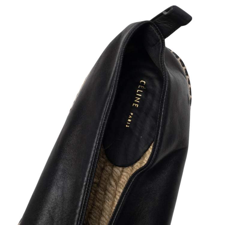 Pre Owned Celine Black Leather Babouche Pointed Toe Espadrilles Flats Size 40