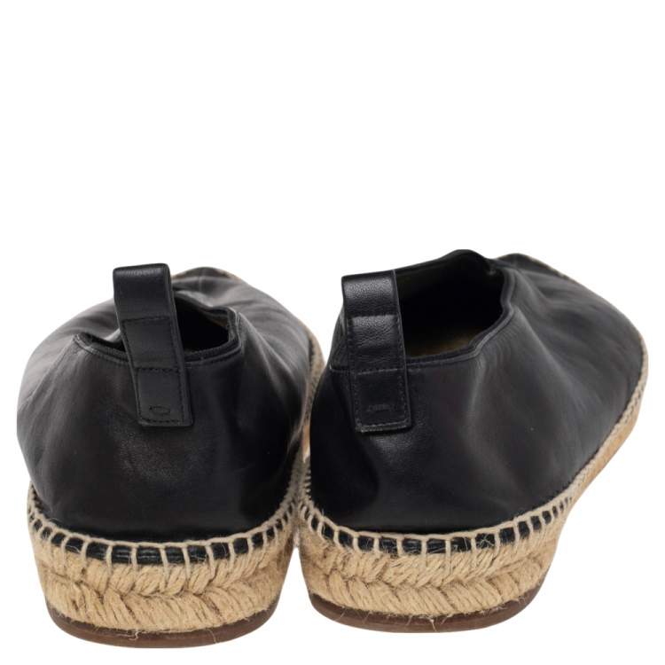 Pre Owned Celine Black Leather Babouche Pointed Toe Espadrilles Flats Size 40