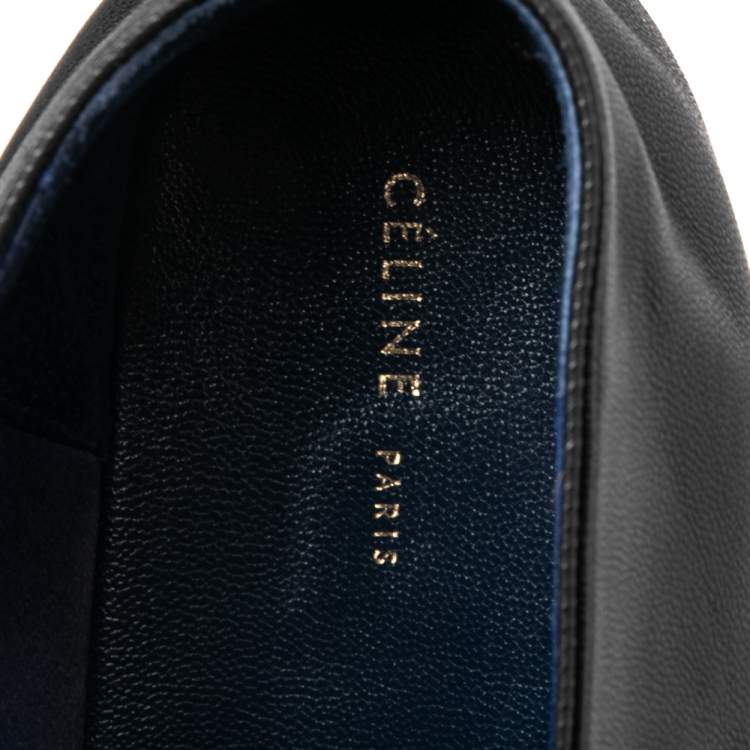 Pre Owned Celine Black Leather V Neck Pointed Toe Flats Size 35