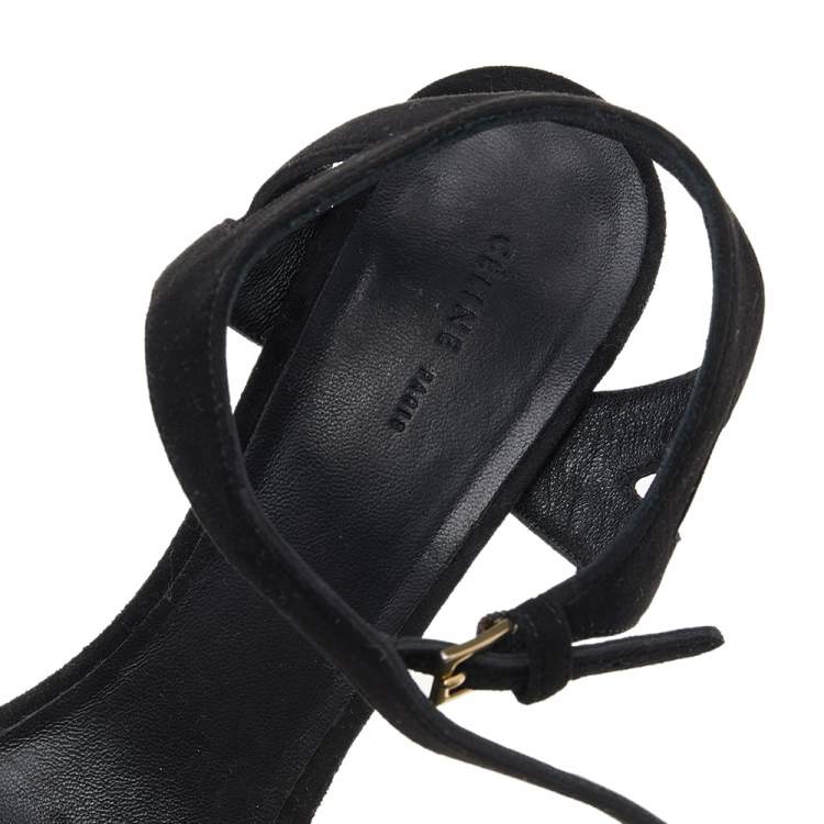 Pre Owned Celine Black Suede Ankle Strap Sandals Size 40