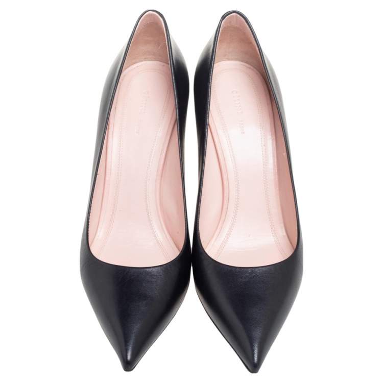Pre Owned Celine Black Leather Pointed Toe Pumps Size 36