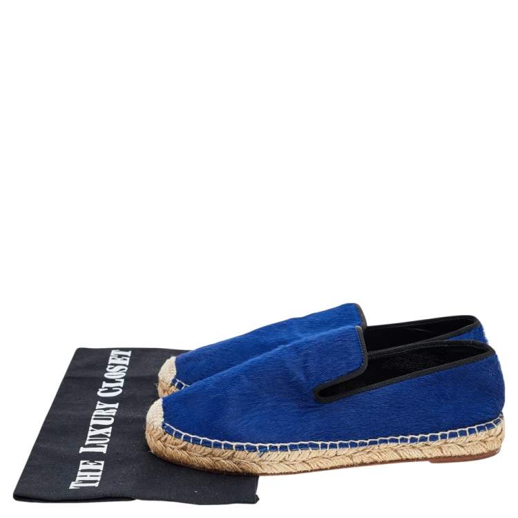 Pre Owned Celine Blue Calf Hair Espadrille Flats Size 37
