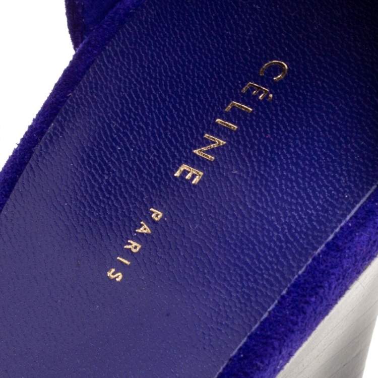 Pre Owned Cèline Blue Suede Ankle Strap Wedge Sandals Size 39