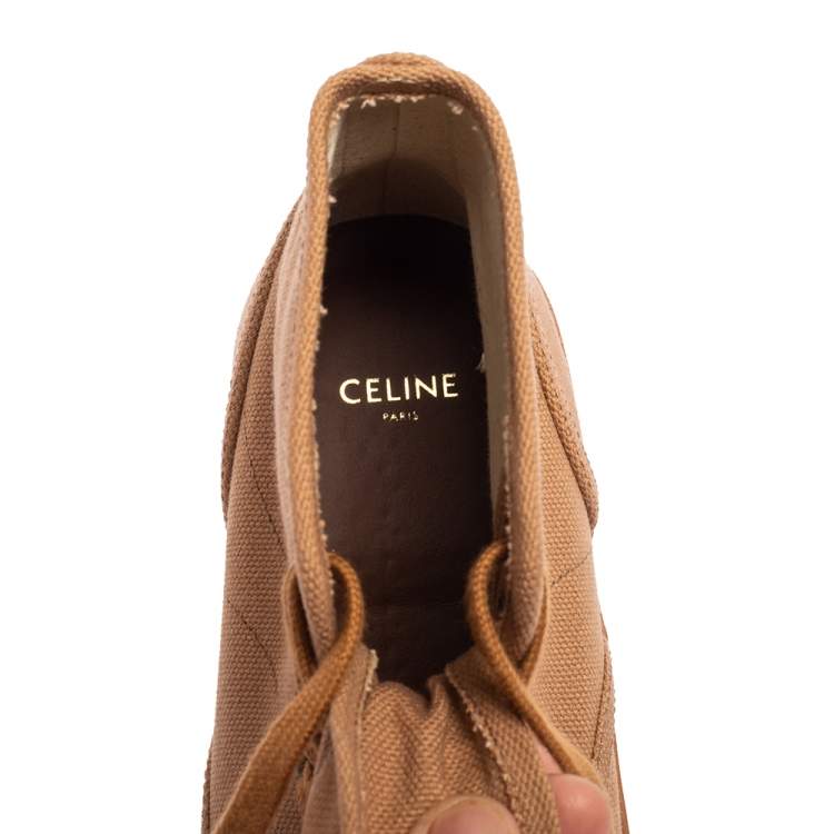 مملوكة مسبقًا Celine Copper Brown Canvas Patapans Lace-Up Boots Size 37